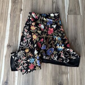 PETER PILOTTO‎ Black Asymmetric Layered Floral-Print Cloqué Skirt - Size 10 US